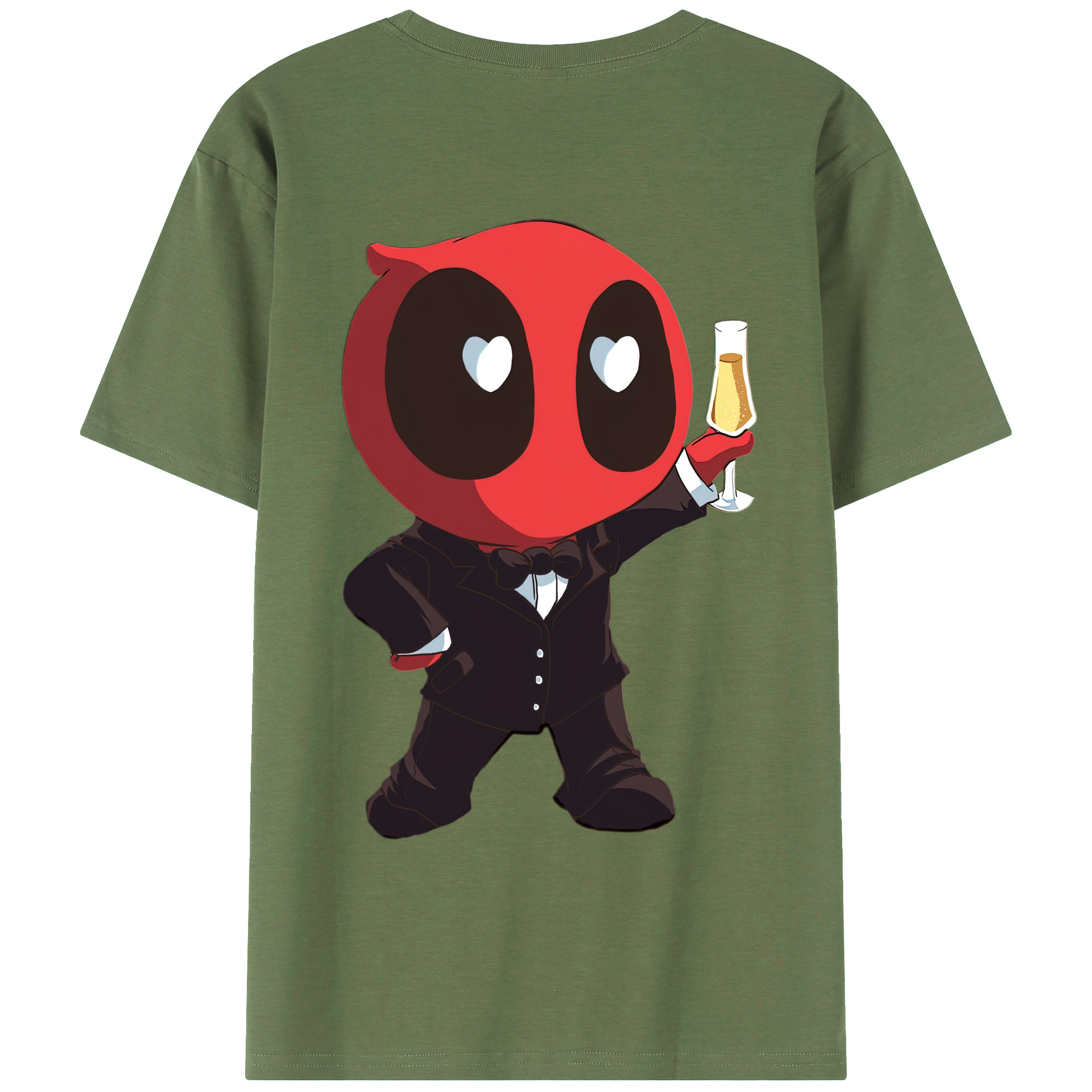 （画像用） Deadpool デッドプール 綿100％ メンズ半袖Tシャツ（バックプリント） 通気性